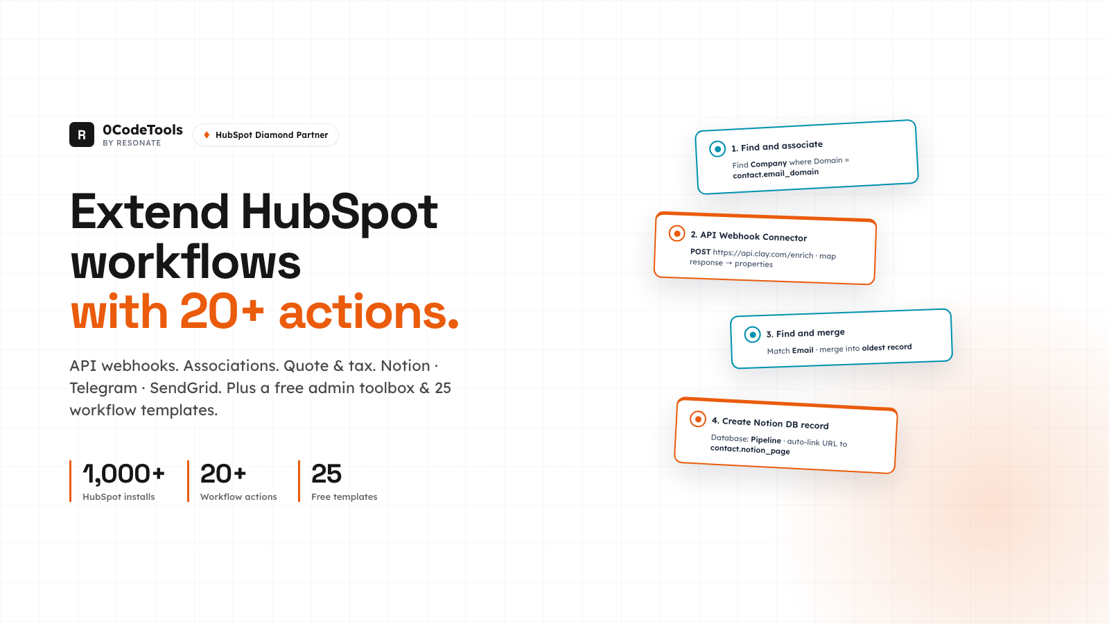 20+ Actions for HubSpot Workflows